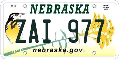 NE license plate ZAI977