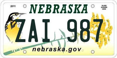NE license plate ZAI987