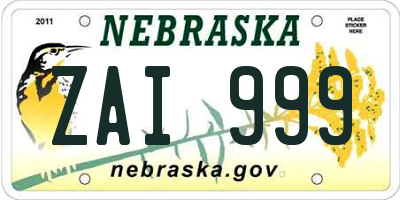 NE license plate ZAI999