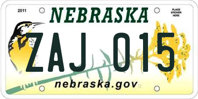 NE license plate ZAJ015
