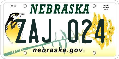 NE license plate ZAJ024