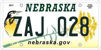 NE license plate ZAJ028