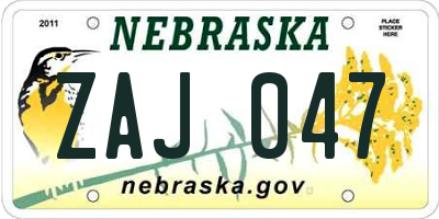 NE license plate ZAJ047