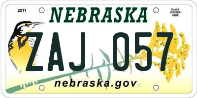 NE license plate ZAJ057