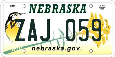 NE license plate ZAJ059
