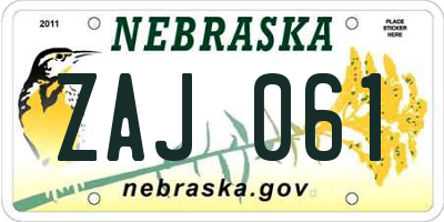 NE license plate ZAJ061