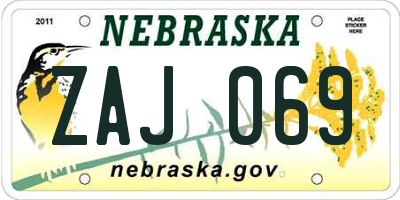 NE license plate ZAJ069