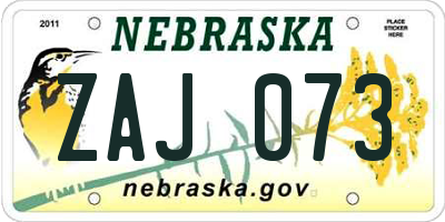 NE license plate ZAJ073