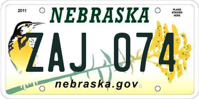 NE license plate ZAJ074