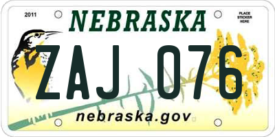 NE license plate ZAJ076
