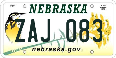 NE license plate ZAJ083