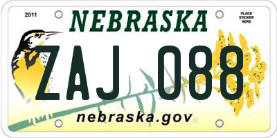 NE license plate ZAJ088