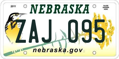 NE license plate ZAJ095