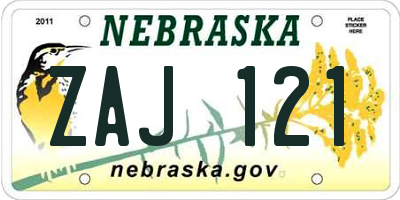 NE license plate ZAJ121