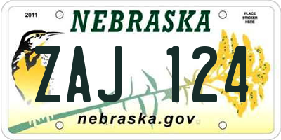 NE license plate ZAJ124
