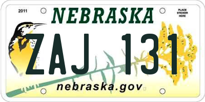 NE license plate ZAJ131