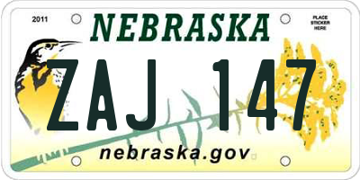 NE license plate ZAJ147