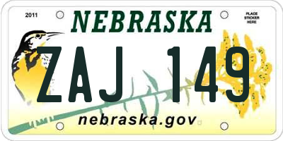 NE license plate ZAJ149