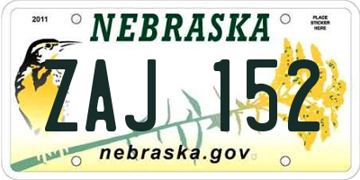 NE license plate ZAJ152
