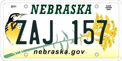 NE license plate ZAJ157