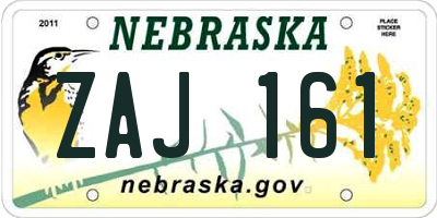 NE license plate ZAJ161