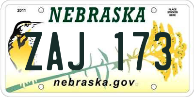 NE license plate ZAJ173