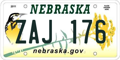NE license plate ZAJ176