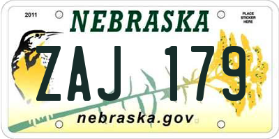 NE license plate ZAJ179