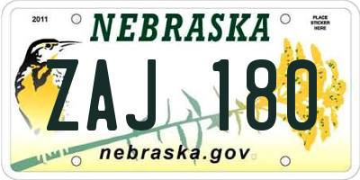 NE license plate ZAJ180