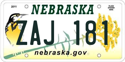 NE license plate ZAJ181
