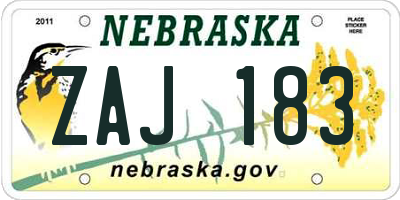 NE license plate ZAJ183