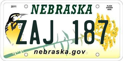 NE license plate ZAJ187