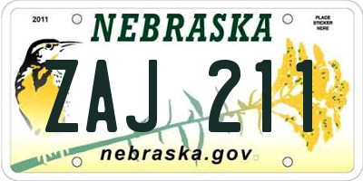 NE license plate ZAJ211