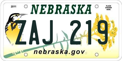 NE license plate ZAJ219