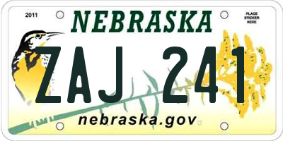 NE license plate ZAJ241