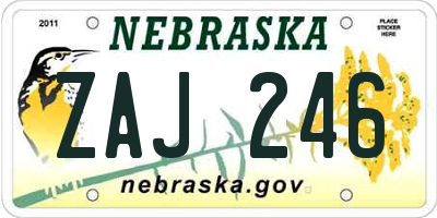 NE license plate ZAJ246