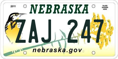 NE license plate ZAJ247
