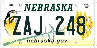 NE license plate ZAJ248