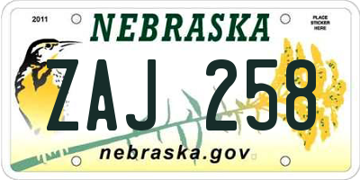 NE license plate ZAJ258