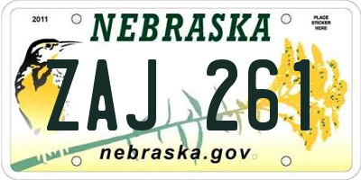 NE license plate ZAJ261