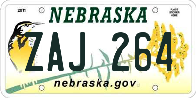 NE license plate ZAJ264