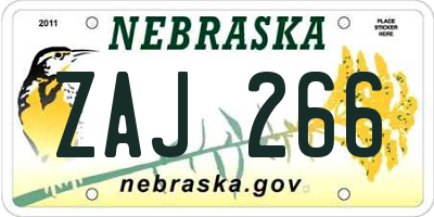 NE license plate ZAJ266