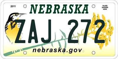 NE license plate ZAJ272