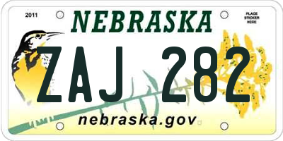 NE license plate ZAJ282