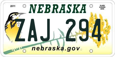 NE license plate ZAJ294