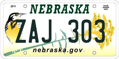 NE license plate ZAJ303