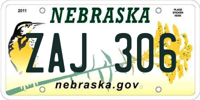 NE license plate ZAJ306