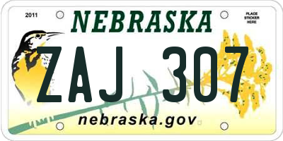 NE license plate ZAJ307