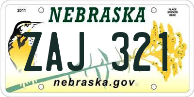 NE license plate ZAJ321