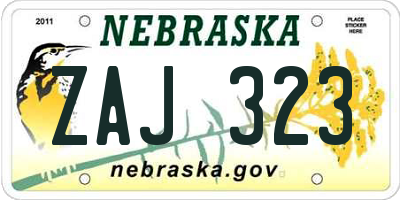 NE license plate ZAJ323